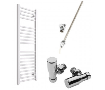 DBS White Dual Fuel Straight Towel Rail 1200mm x 400mm