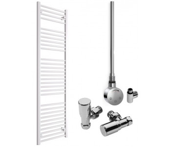 DBS White Dual Fuel Straight Towel Rail 1800mm x 500mm Thermostatic