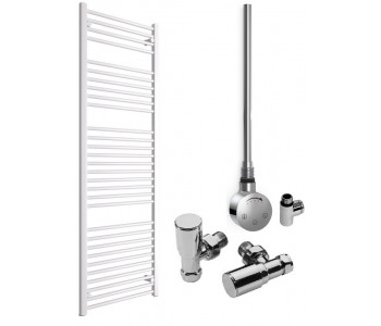 DBS White Dual Fuel Straight Towel Rail 1800mm x 600mm Thermostatic