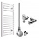 DBS White Dual Fuel Curved Towel Rail 800mm x 400mm Thermostatic