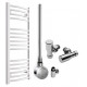 DBS White Dual Fuel Curved Towel Rail 1000mm x 400mm Thermostatic