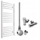 DBS White Dual Fuel Curved Towel Rail 1000mm x 500mm Thermostatic