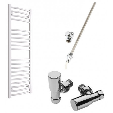 DBS White Dual Fuel Curved Towel Rail 1200mm x 400mm