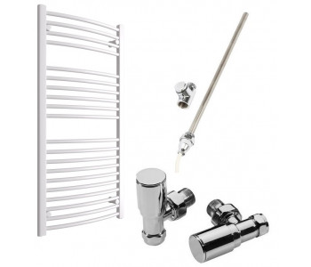 DBS White Dual Fuel Curved Towel Rail 1200mm x 600mm