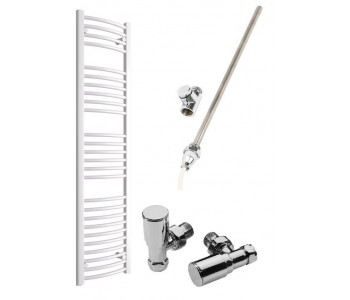 DBS White Dual Fuel Curved Towel Rail 1600mm x 400mm