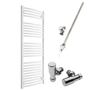 DBS White Dual Fuel Curved Towel Rail 1600mm x 600mm