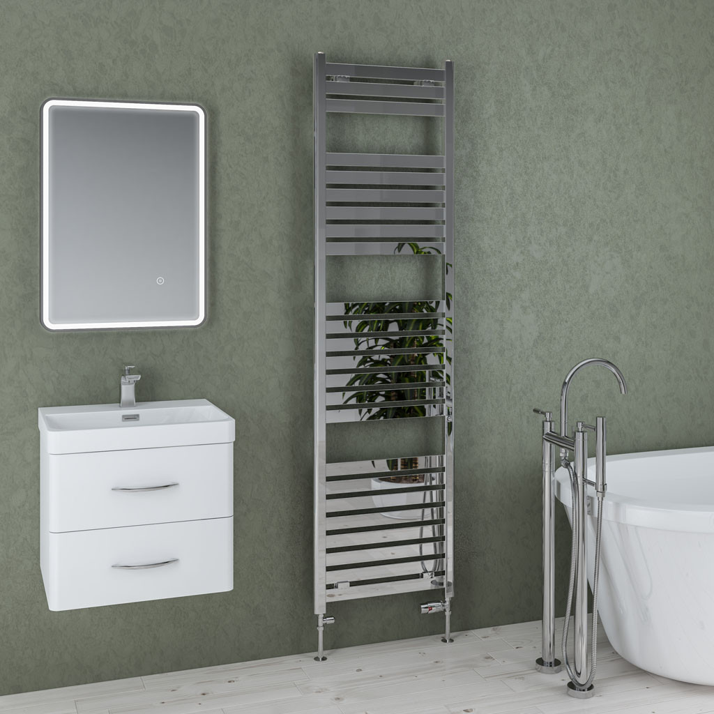 Eastbrook Staverton Chrome Flat Tube Towel Rail 1800mm x 500mm