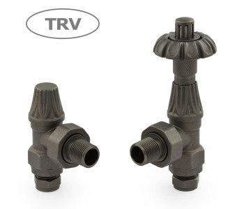 Wyvern Abbey Pewter Angled Thermostatic Radiator Valve & Lockshield