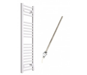 DBS White Electric Only Straight Towel Rail 1200mm x 300mm