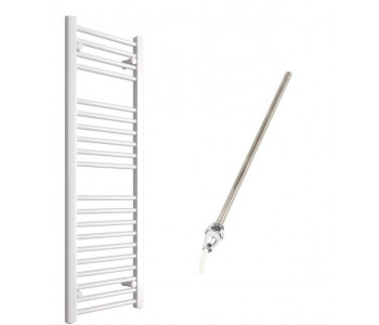 DBS White Electric Only Straight Towel Rail 1200mm x 400mm