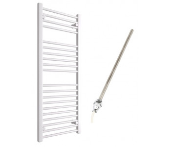 DBS White Electric Only Straight Towel Rail 1200mm x 500mm