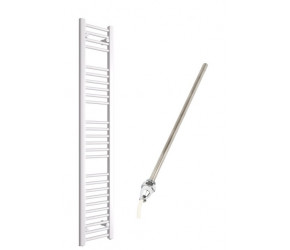 DBS White Electric Only Straight Towel Rail 1600mm x 300mm