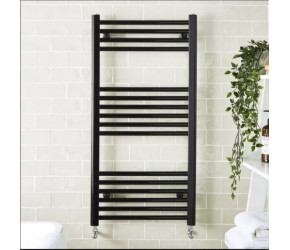 Kartell K-Rail 22mm W Steel Straight Black Plated Heated Towel Rail 1000mm H x 500mm W