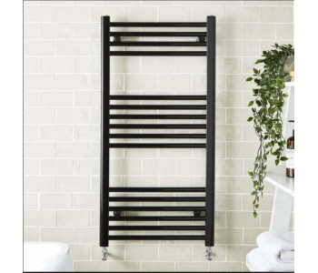 Kartell K-Rail 22mm W Steel Straight Black Plated Heated Towel Rail 1000mm H x 500mm W