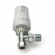 Kartell Refined Thermostatic Angled Radiator Valve and Lockshield - Chrome and White