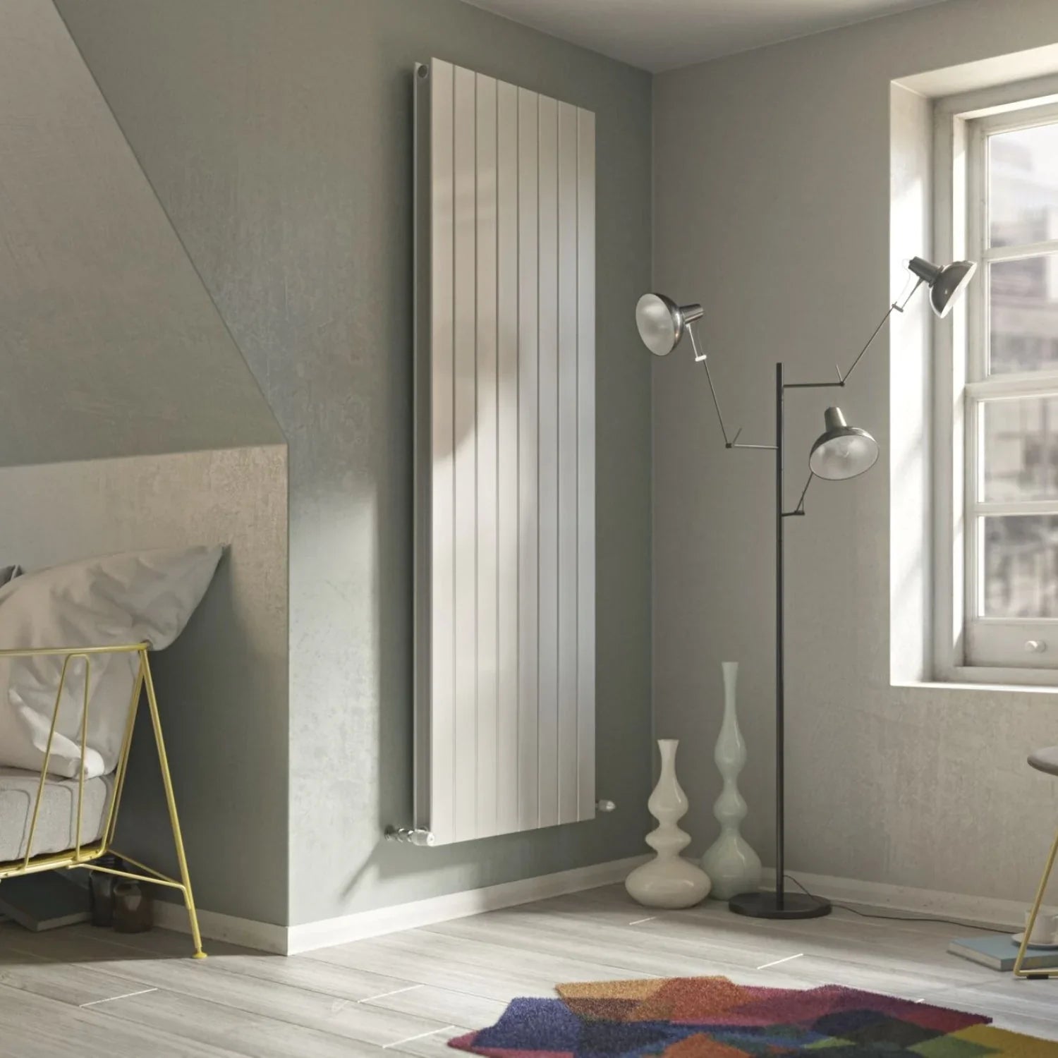 White Double Flat Panel Vertical Radiators – Designerbathroomstore