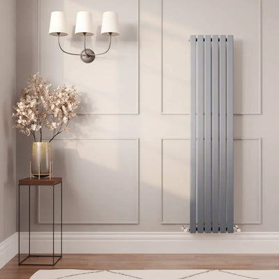 Silver Single Flat Panel Vertical Radiators