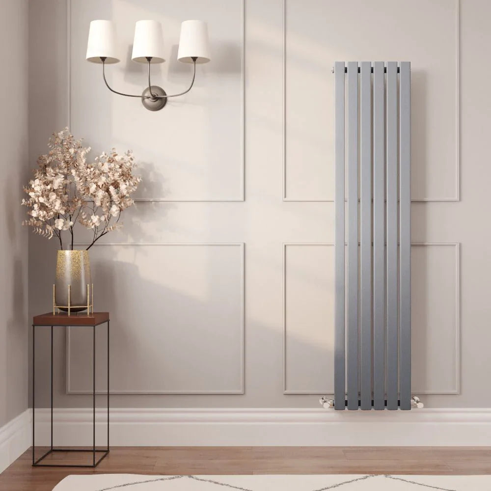 Silver Long Radiators Silver Single Flat Panel Vertical Radiators – Designerbathroomstore