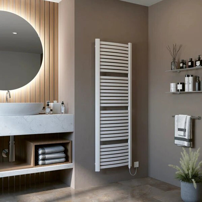 Eucotherm Fino White Modern Curved Electric Ladder Towel Rail Radiator