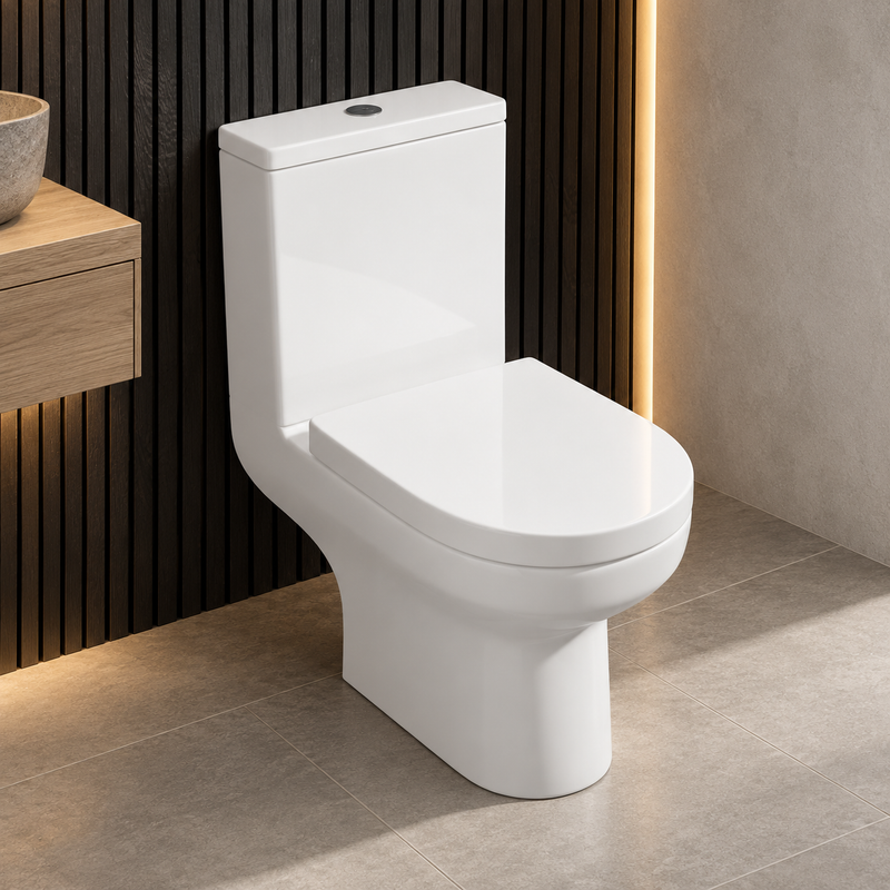 Kartell Bijoux Close Coupled WC Pan, Close Coupled Cistern And Premium Soft Close Seat, White