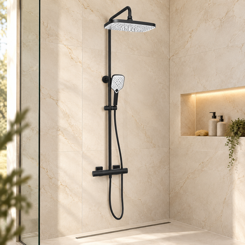 Kartell Kolt Shower with Sliding Handset and Drench Head - Black