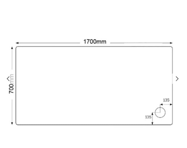 JTFUSION 1700 X 700 WHITE ANTI-SLIP TRAY WITH WASTE