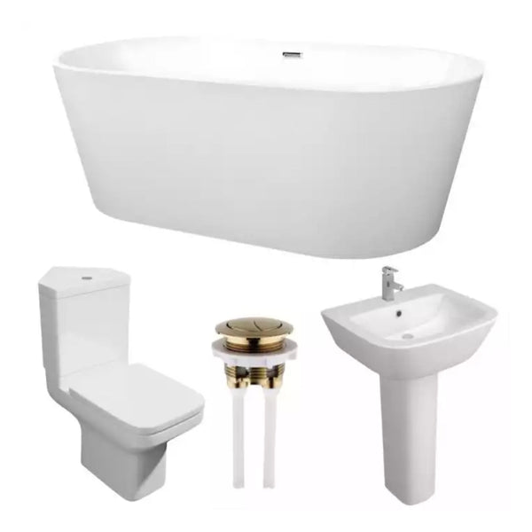 Kartell Modern Complete Bathroom Suite with Freestanding Bath 1600mm X 750mm White