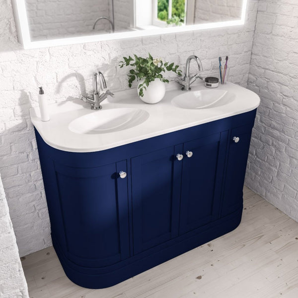 Eastbrook Hardwick Traditional Double Bowl 4 - Door Design Vanity Unit Matt Cobalt Blue