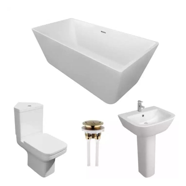 Kartell Modern Complete Bathroom Suite Pack with Freestanding Bath 1700mm X 800mm White Finish