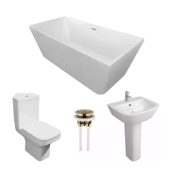 Kartell Modern Complete Bathroom Suite Pack with Freestanding Bath 1700mm X 800mm White Finish