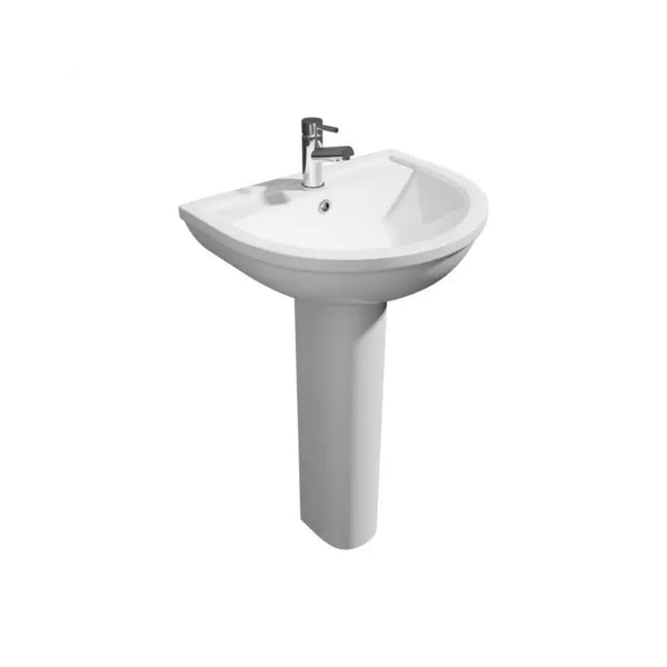 Kartell Bijoux 550mm Contemporary Style 1TH Basin with Full Pedestal White Finish