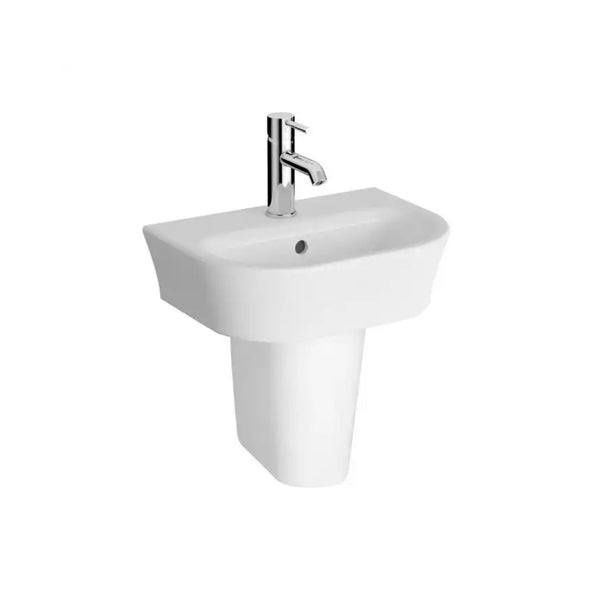 Kartell Eklipse 450mm Compact Basin 1 Tap Hole with Semi Pedestal White Finish