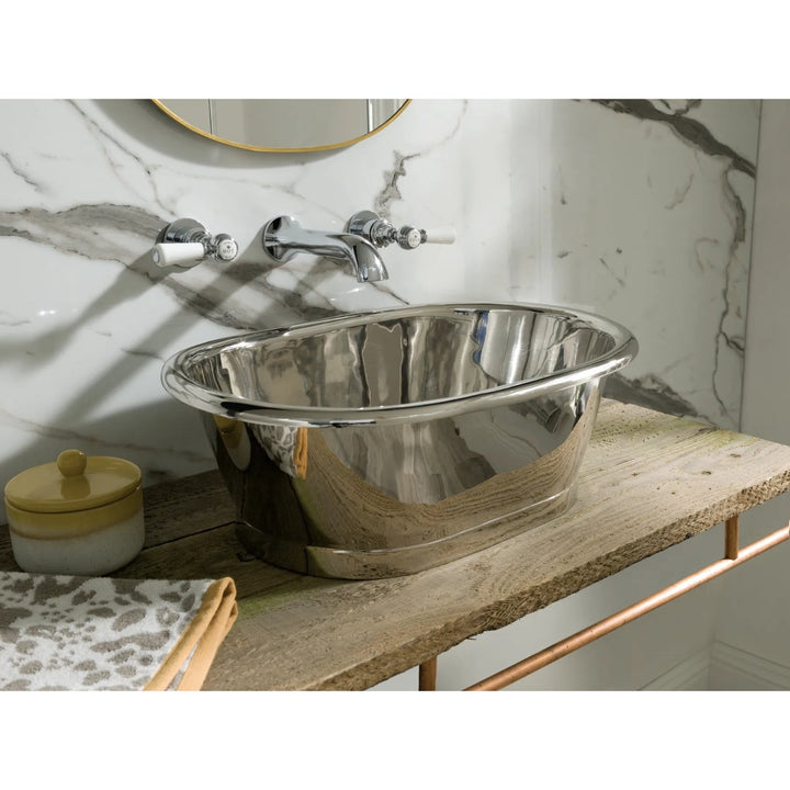 BC Designs Freestanding Traditional Countertop Nickel Basin - 180mm L x 530mm W Nickel
