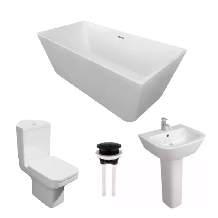 Kartell Modern Complete Bathroom Suite Pack with Freestanding 1700mm X 800mm Bath White