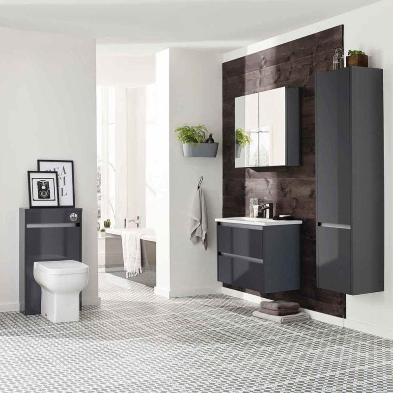 Kartell City Wall Mounted Tall Cabinet 1600mm x 350mm Storm Grey Gloss