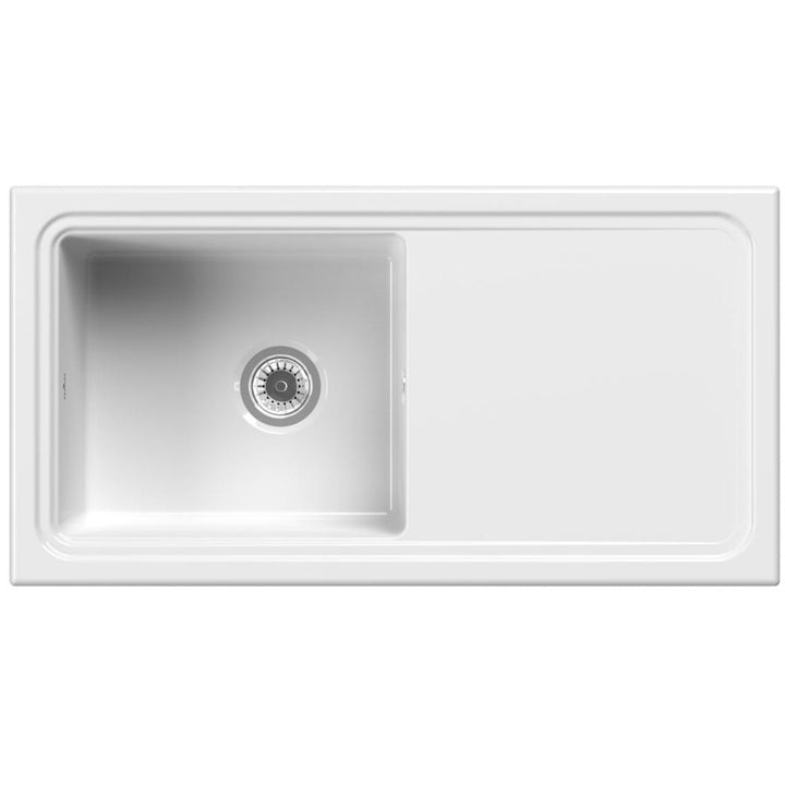 Reginox Ceramic Single Bowl & Drainer Sink White Finish
