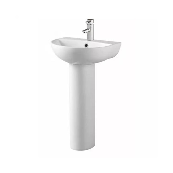 Kartell Kameo 450mm Single Tap Hole Basin with Full Pedestal White