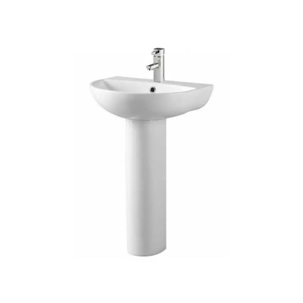 Kartell Kameo 500mm Single Tap Hole Basin with Full Pedestal White