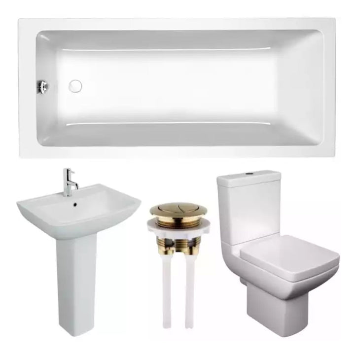Kartell Spirit Modern Complete Bathroom Suite Rectangular White Bath Ultimate Reinforced Panel 1700mm x 750mm