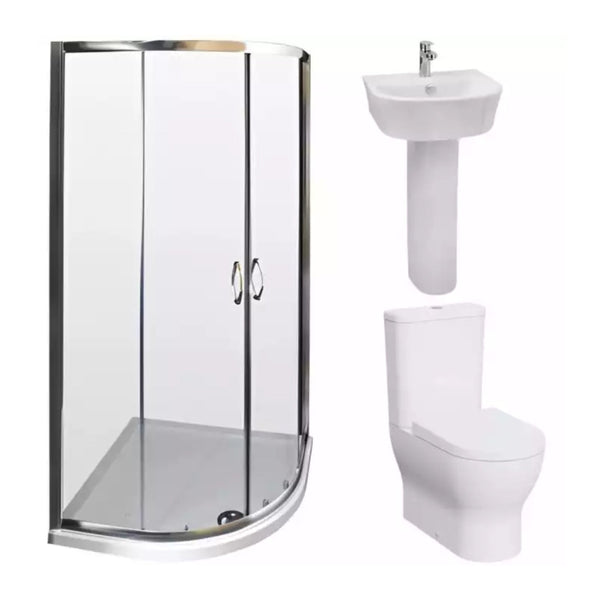 Kartell Modern Complete Bathroom Suite with 6mm Glass Quadrant Shower Enclosure 900mm