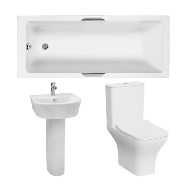 Kartell Luxe Modern Complete Acrylic Bathroom Suite Pack with Gripped Rectangular Bath With Legs 1500mm X 700mm White