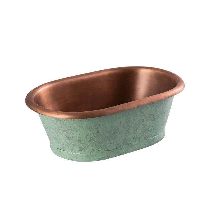 BC Designs Freestanding Traditional Countertop Basin with Verdigris Inner - 180mm L x 530mm W Copper/Verdigris