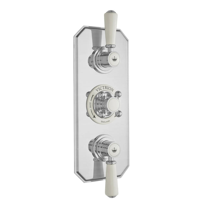 BC Designs Victrion Triple Thermostatic 2-Way Concealed Brass Lever Shower Valve Brushed Chrome