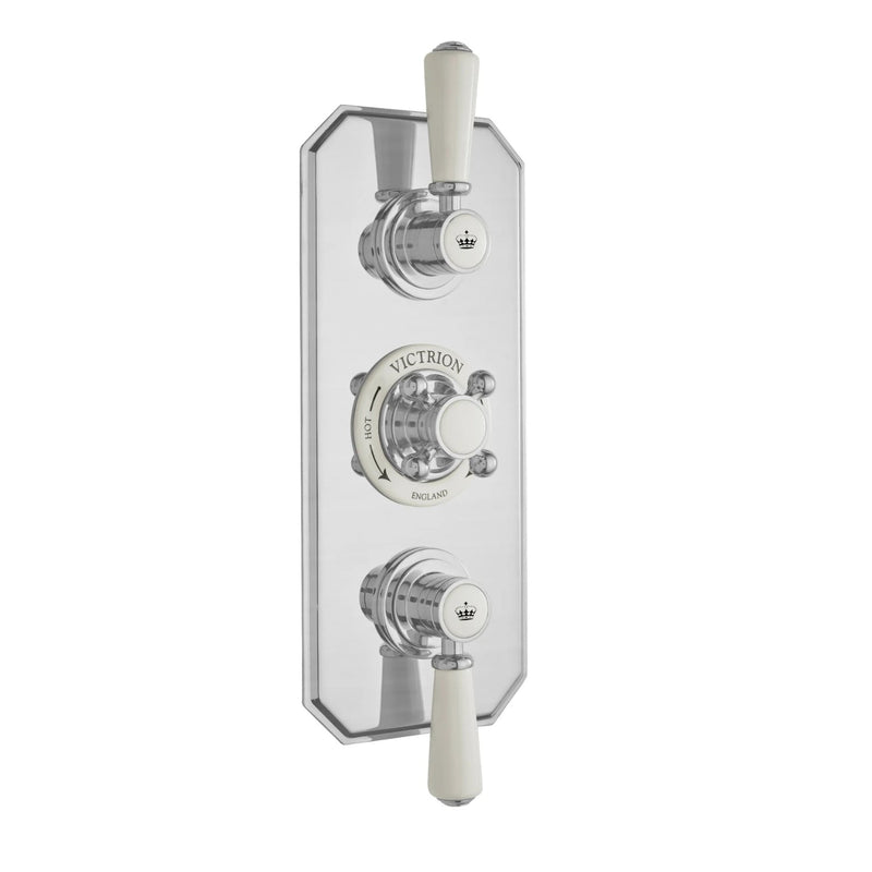BC Designs Victrion Triple Thermostatic 2-Way Concealed Brass Lever Shower Valve Brushed Chrome