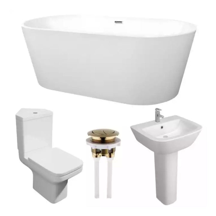 Kartell Modern Complete Bathroom Suite with Freestanding Bath 1500mm X 750mm White