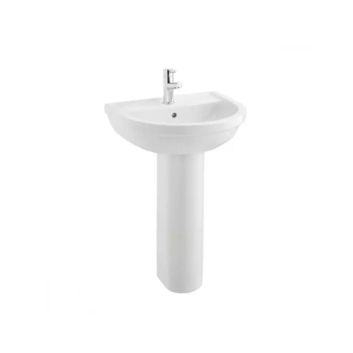 Kartell Milton 550mm Contemporary Style 1TH Basin with Full Pedestal White