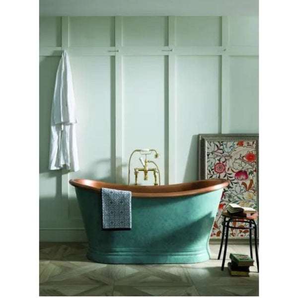 BC Designs Freestanding Traditional Boat Bath 1700mm Copper Verdigris Green