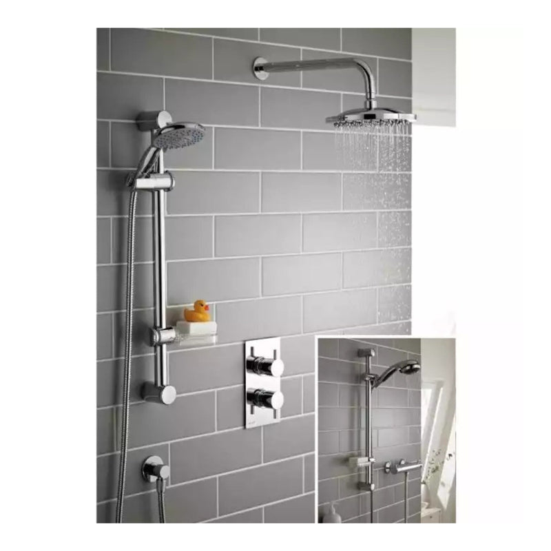 Kartell Plan Single Round Push Button Thermostatic Concealed Shower with Adjustable Slide Rail Kit