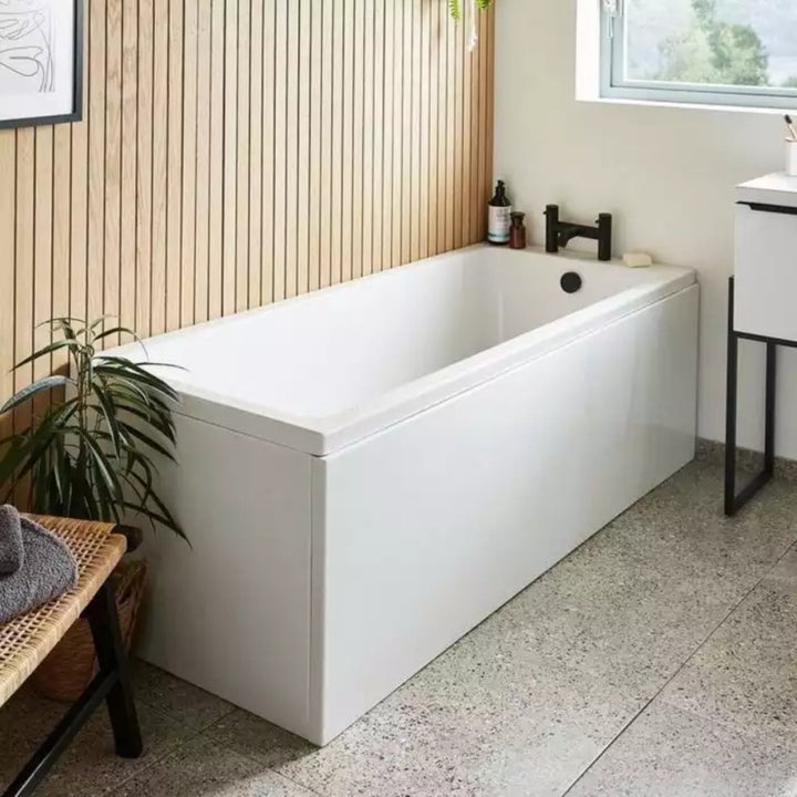 Kartell Spirit Modern Complete Bathroom Suite Rectangular Acrylic Bath and Panel 1700mm x 750mm White Finish
