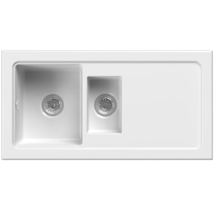 Reginox Ceramic White Single & Half Bowl & Drainer Sink